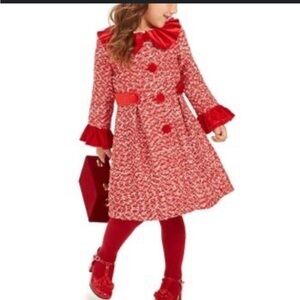 50% off w ♥️ Blueberry boulevard 6 Red Girl Dress Coat velvet tweed valentines